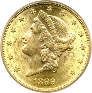 image for: 1899-S $20 PCGS AU58