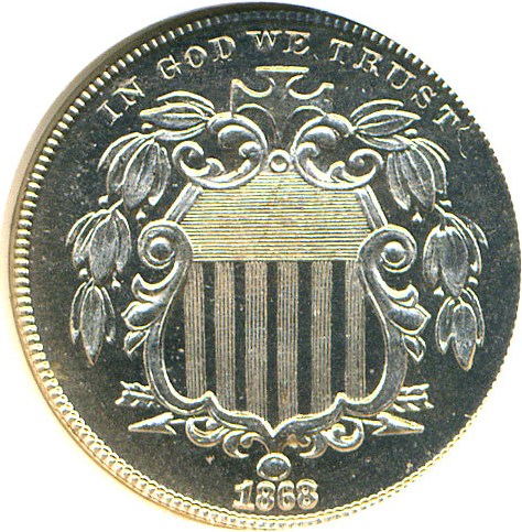 image for: 1868 5c NGC Proof 66 Cameo