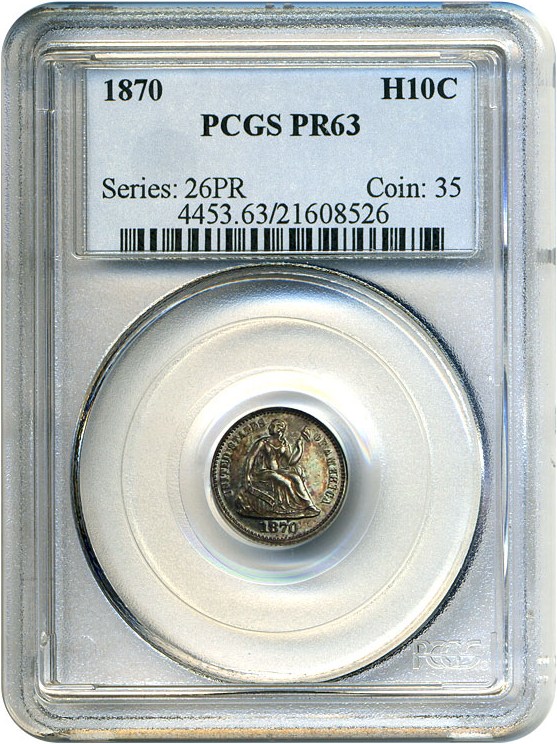 image for: 1870 H10c PCGS Proof 63