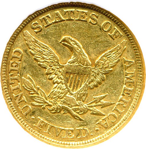 image for: 1849 $5 NGC AU55