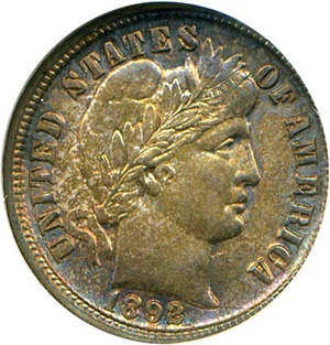 image for: 1892-O 10c NGC MS65