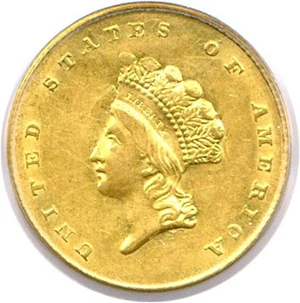 image for: 1854 Type 2 G$1 PCGS/CAC AU55