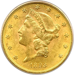 image for: 1893-S $20 PCGS MS61