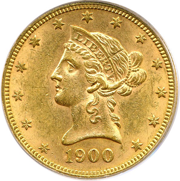 image for: 1900 $10 PCGS AU58