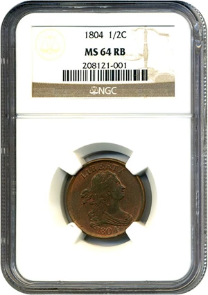 image for: 1804 1/2c NGC MS64 RB
