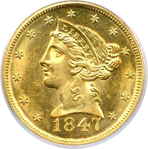 image for: 1847 $5 PCGS MS64