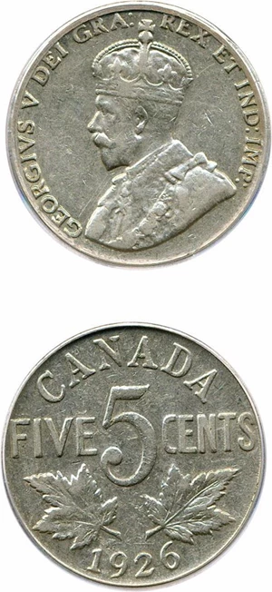 image for: Canada: 1926 5c PCGS XF45 (Near 6)