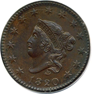 image for: 1820 1c PCGS MS65 BN (Large Date)