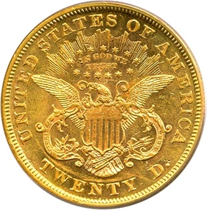 image for: 1866 $20 PCGS MS61