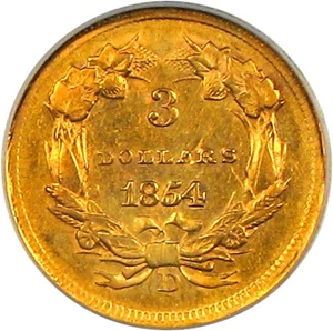 image for: 1854-D $3 PCGS AU55