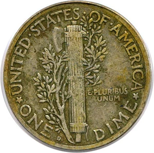 image for: 1921-D 10c PCGS VF30 FB