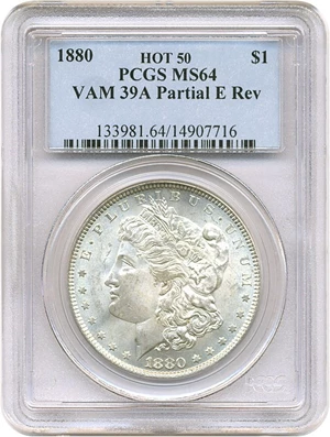 image for: Hot 50 VAM: 1880 $1 PCGS MS64 (VAM-39A Partial E Rev)