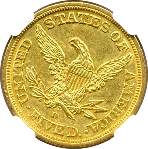 image for: 1843-D $5 NGC AU58