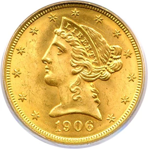 image for: 1906 $5 PCGS MS65