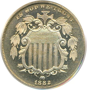 image for: 1882 5c PCGS/CAC Proof 66 Cameo