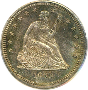 image for: 1863 25c PCGS/CAC Proof 65
