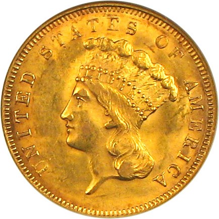 image for: 1855 $3 NGC MS62