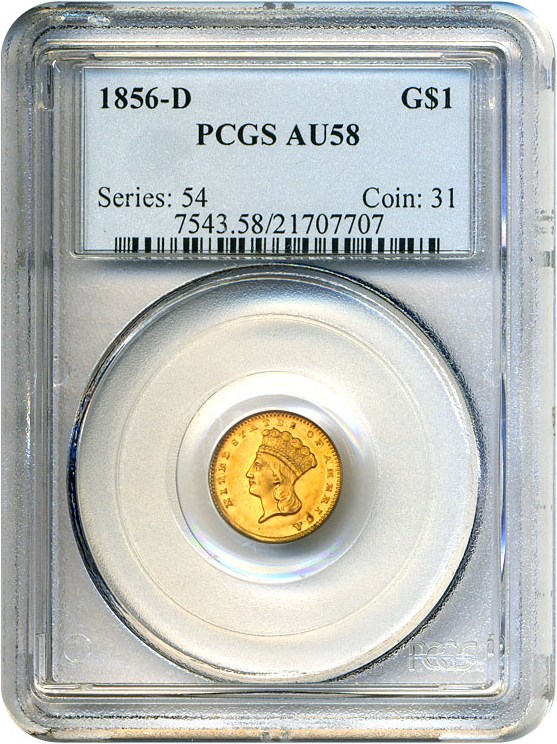 image for: 1856-D G$1 PCGS AU58