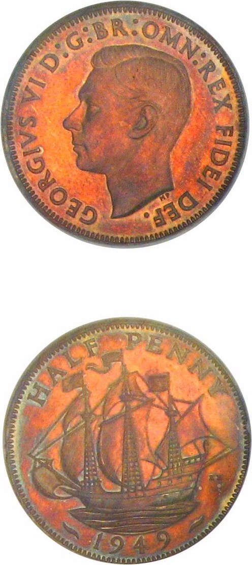 image for: Great Britain: 1949  1/2 D NGC Proof 65 RB