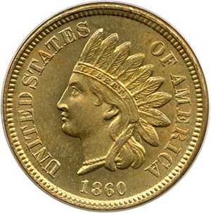 image for: 1860 1c PCGS MS65 (Pointed Bust)