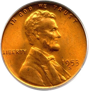 image for: 1953-S 1c PCGS MS66 RD