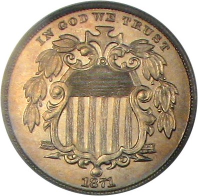 image for: 1871 5c PCGS/CAC Proof 65