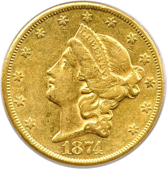 image for: 1874-CC $20 PCGS XF45