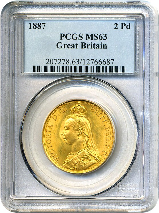 image for: Great Britain: 1887  2 Pd PCGS MS63