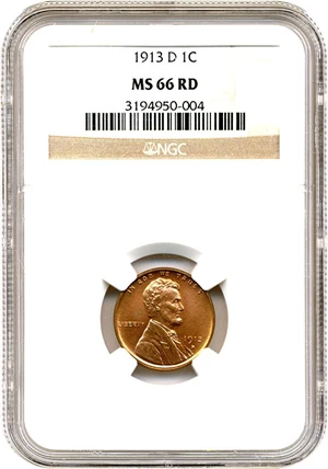 image for: 1913-D 1c NGC MS66 RD