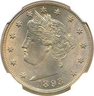 image for: 1893 5c NGC/CAC MS65