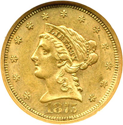 image for: 1875-S $2 1/2 NGC AU58