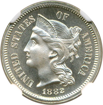 image for: 1882 3cN NGC Proof 66 Cameo