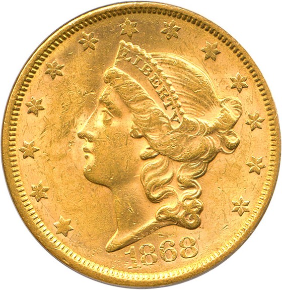 image for: 1868-S $20 PCGS MS61