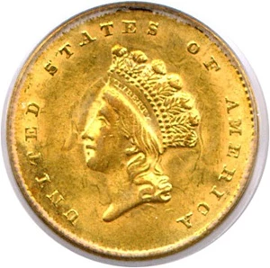 image for: 1854 Type 2 G$1 PCGS MS62