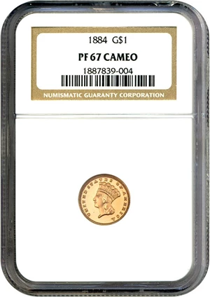 image for: 1884 G$1 NGC Proof 67 Cameo