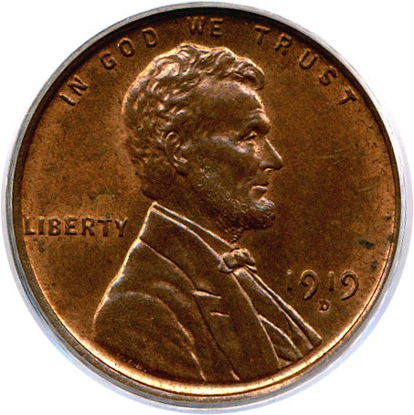 image for: 1919-D 1c PCGS MS64 RB