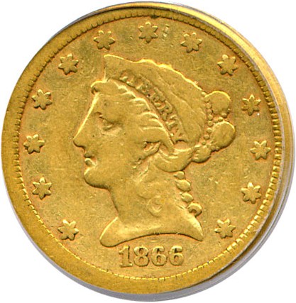 image for: 1866-S $2 1/2 PCGS F12