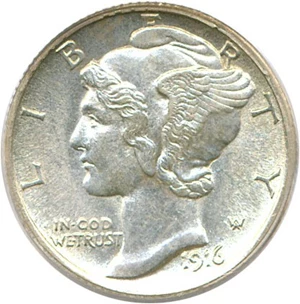 image for: 1916-D 10c PCGS MS61 FB OGH
