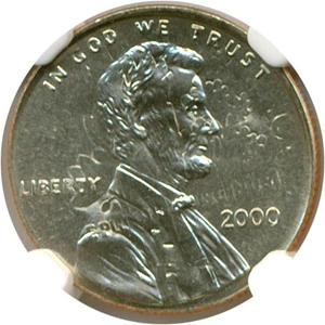 image for: Mint Error: 2000 1c NGC MS68 (Struck on 2000-P Dime)