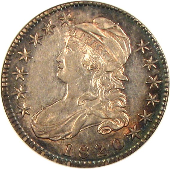 image for: 1820 50c NGC AU55  (O-105, Square Knob 2, Large Date)