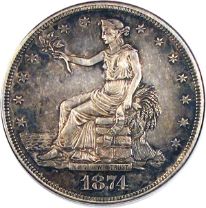 image for: 1874-CC Trade$ PCGS/CAC XF45