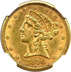 image for: 1890-CC $5 NGC MS62