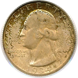 image for: 1934 Heavy Motto 25c PCGS MS65