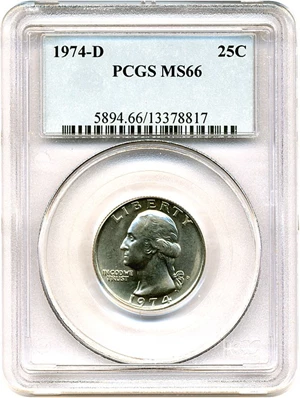 image for: 1974-D 25c PCGS MS66