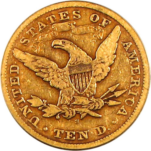 image for: 1868-S $10 PCGS F15