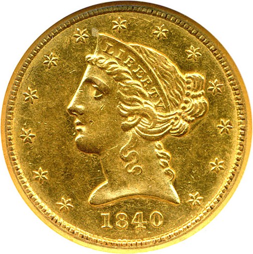 image for: 1840 $5 NGC AU58