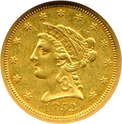 image for: 1852-O $2 1/2 NGC AU53