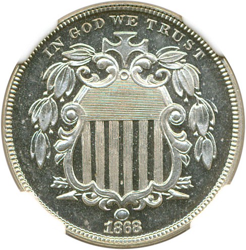 image for: 1868 5c NGC Proof 64 Cameo