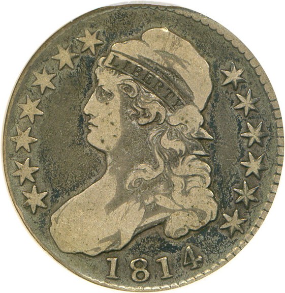 image for: 1814 50c DGS F15  (Lightly Cleaned)