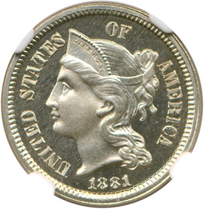image for: 1881 3cN NGC/CAC Proof 65 Cameo